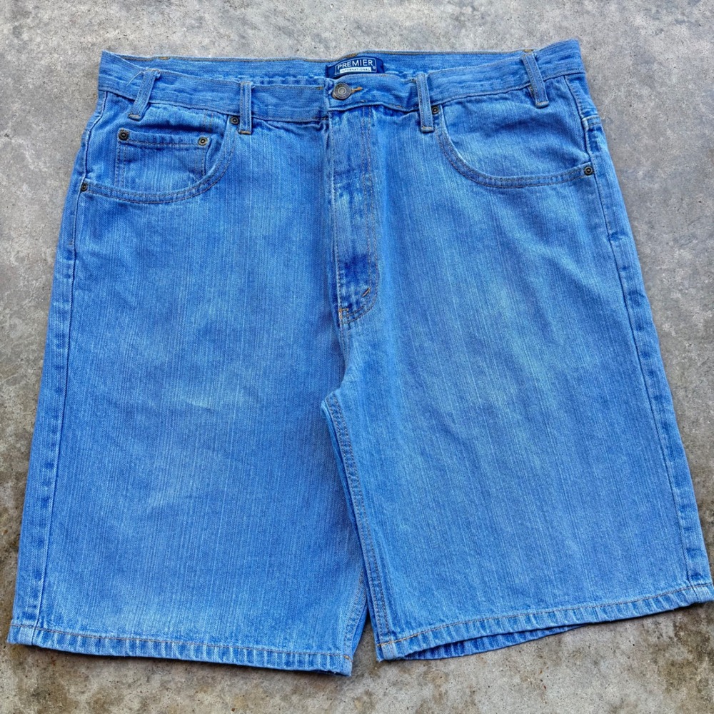 Vintage Y2K Premier International Baggy Denim Jorts Wide Leg Blue 36 (f1)